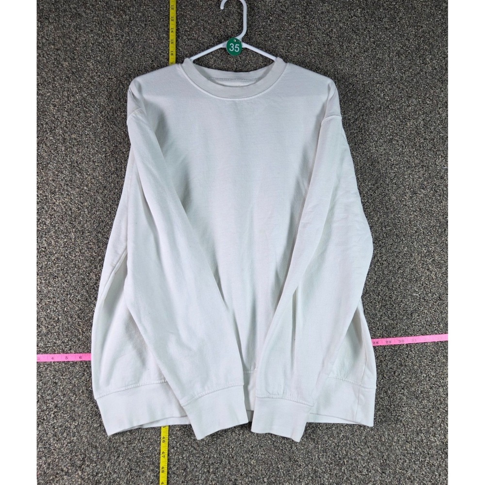 Unbranded Sweatshirt Women XL White Crew Neck Long Sleeve Minimalist Pullover